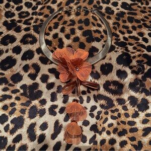 Cato Gold & Orange Cascading Floral Necklace